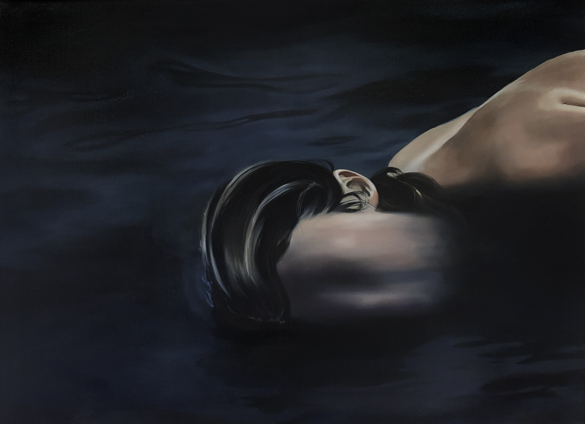 Johanna Lemettinen: Vanishing Story, öljy kankaalle,125 x 170 cm, 2018